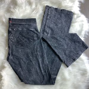 Vintage Y2K Hard Tail grey tie dye flare yoga pants fold over waist Large